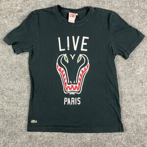 Lacoste LIVE T-Shirt Mens Size 3 Small Black Graphic  Short Sleeve Tee